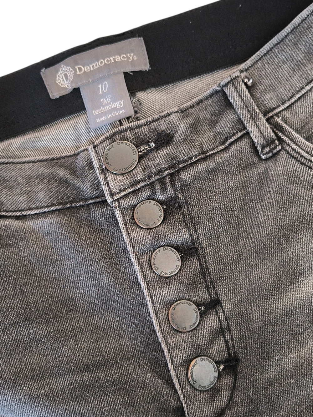Democracy Faded  Black "Ab" Technology Straight-Leg Button Fly Jeans Size 10 - Picture 5 of 8